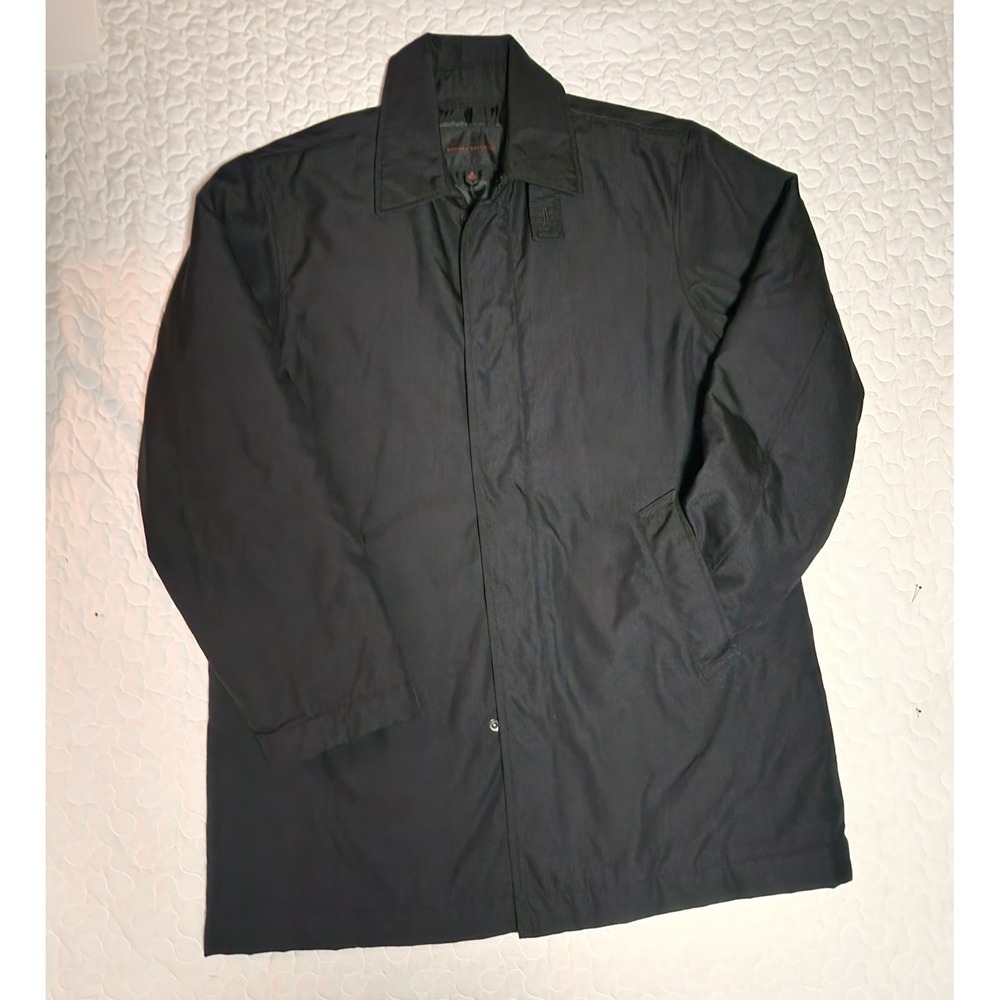 M EVERYDAY JACKET Black Mens Mid Length Lined Zip Snap easy care Twill chest 44